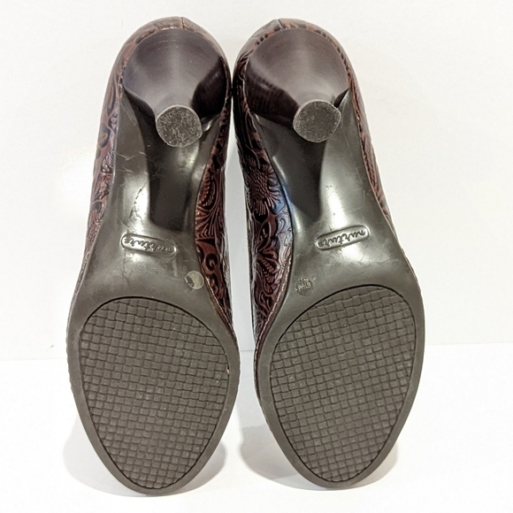 NURTURE brown peep toe heels sz 6.5 - Picture 6 of 10